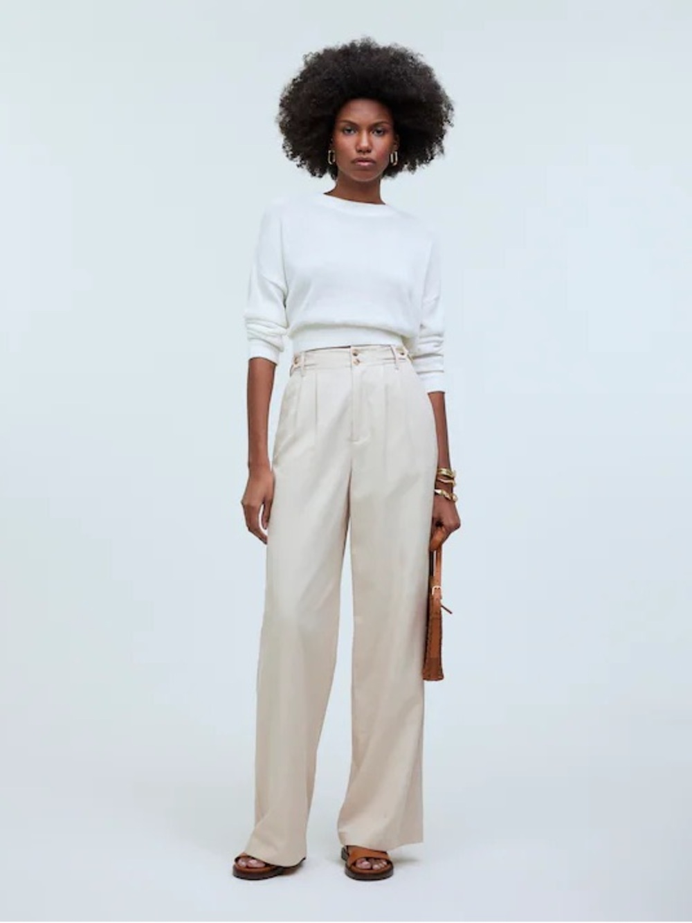 Madewell The Harlow Wide-Leg High-Waist Cream Trousers